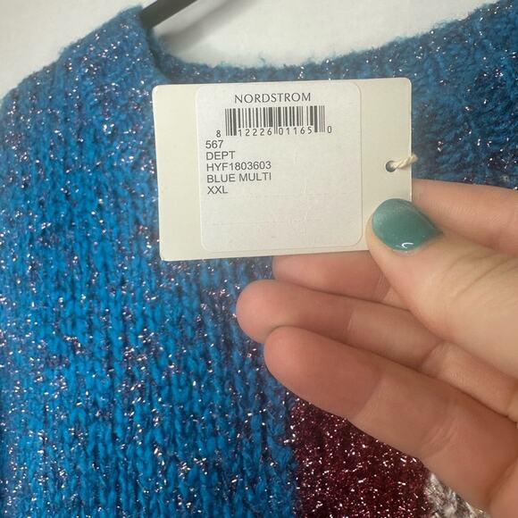 1Prima NWT from Nordstrom XXL metallic geometric sparkle sweater - Picture 6 of 6